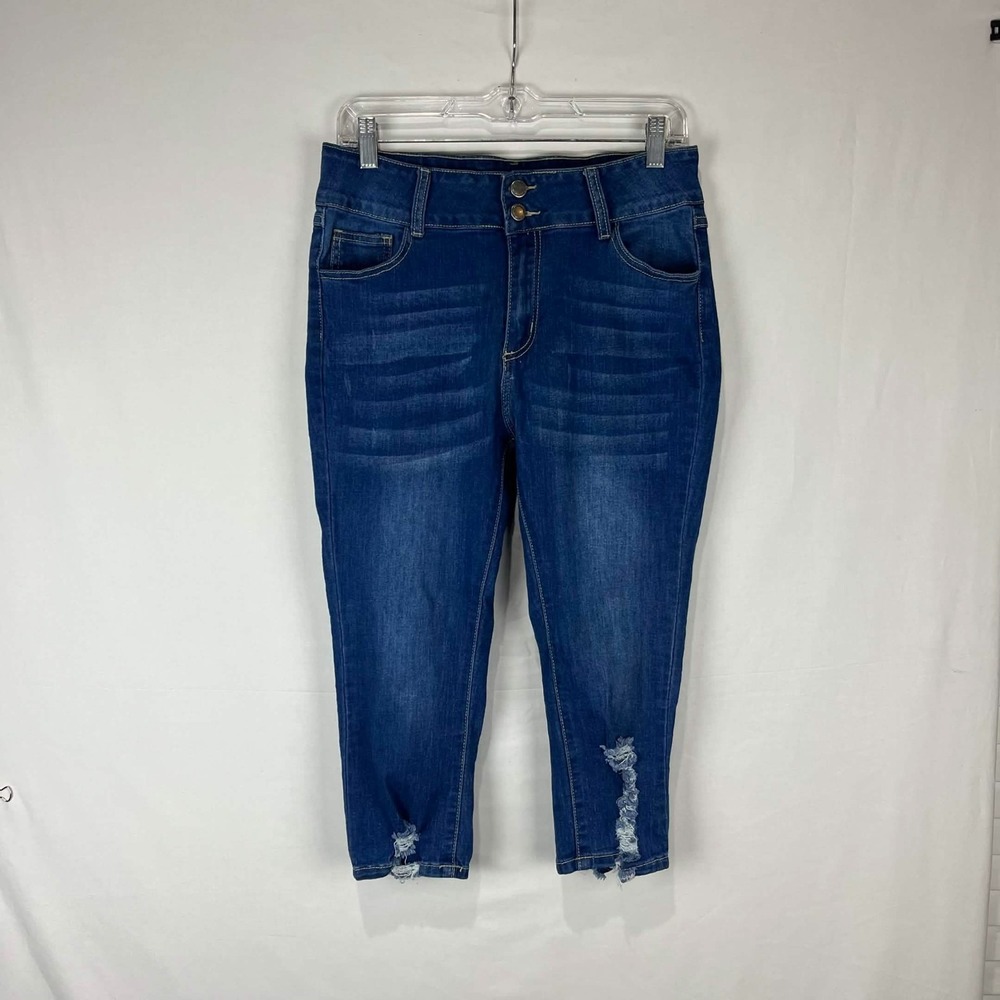 EUC Blue Republic Womens Distressed Cropped Skinny Stretch Jeans Size 15